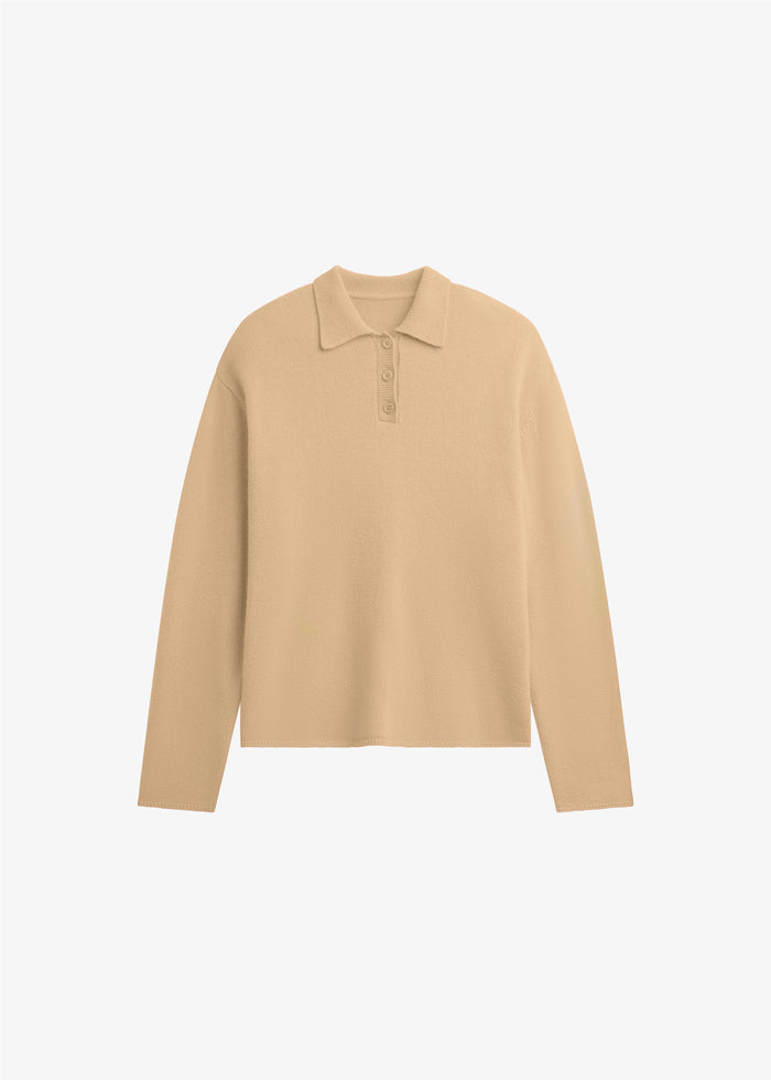 Bresica Knit Polo Sweater - Camel