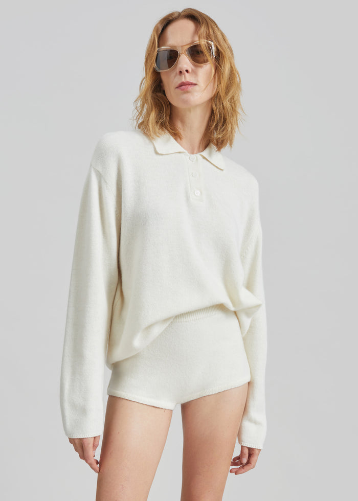 Bresica Knit Polo Sweater - Ivory