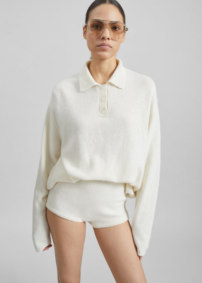Bresica Knit Polo Sweater - Ivory