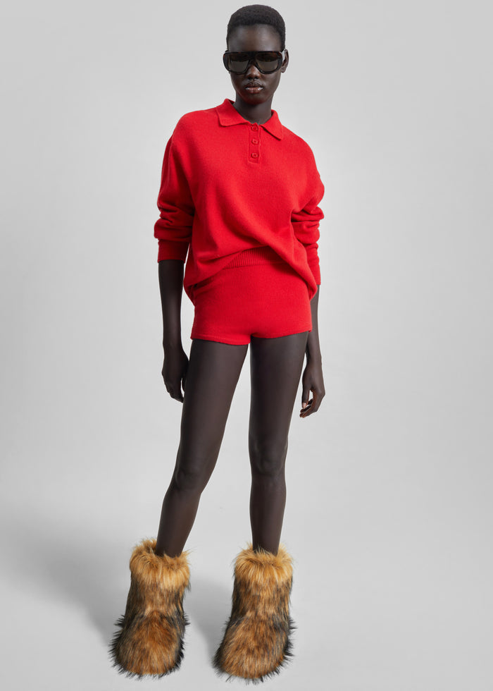Bresica Knit Polo Sweater - Red