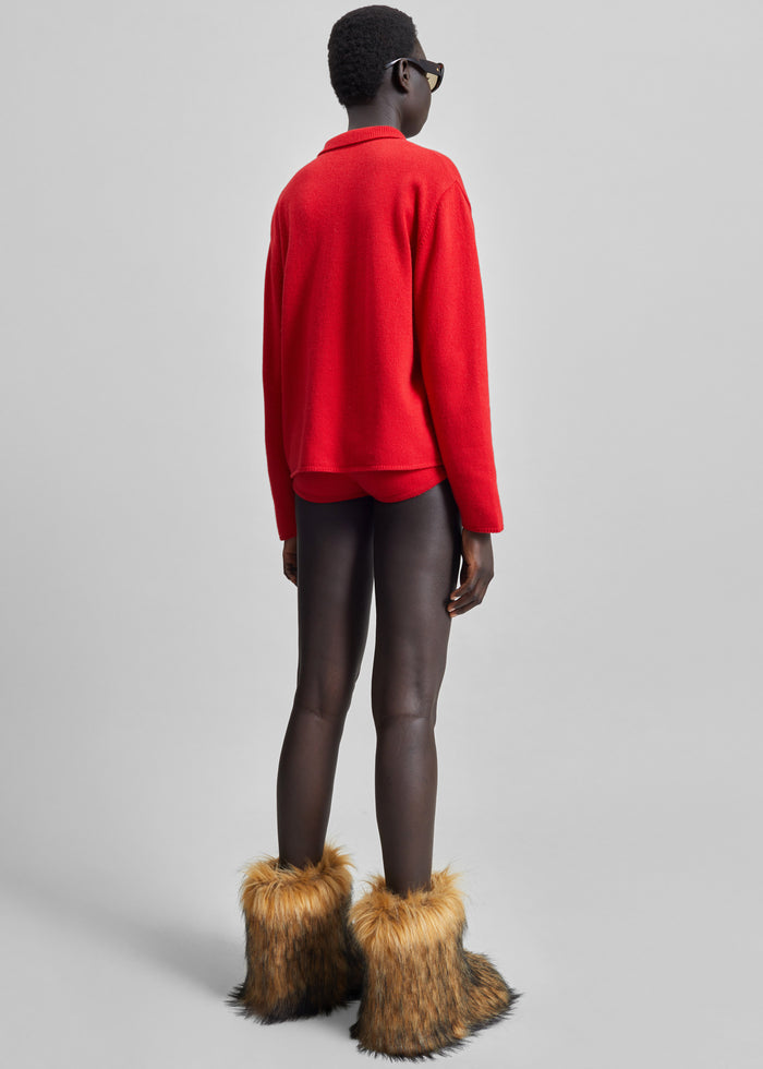 Bresica Knit Polo Sweater - Red