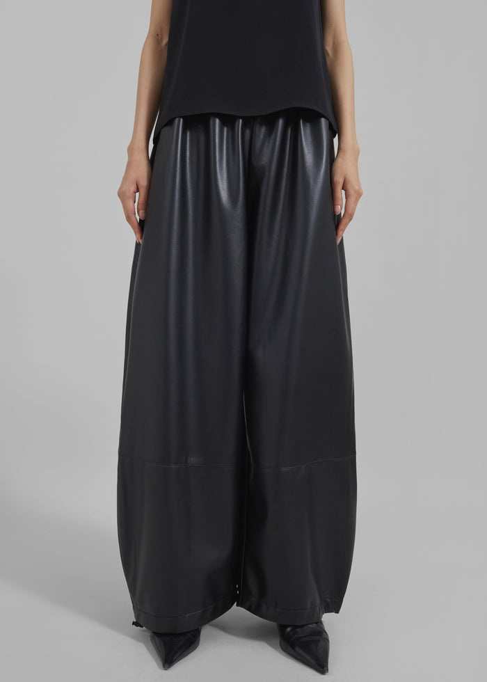 Briar Faux Leather Balloon Pants - Black
