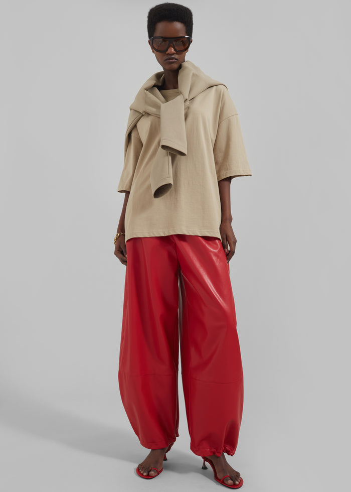 Briar Faux Leather Balloon Pants - Red