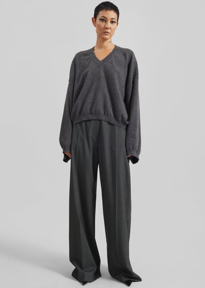 Brickell Plaid Trousers - Dark Grey