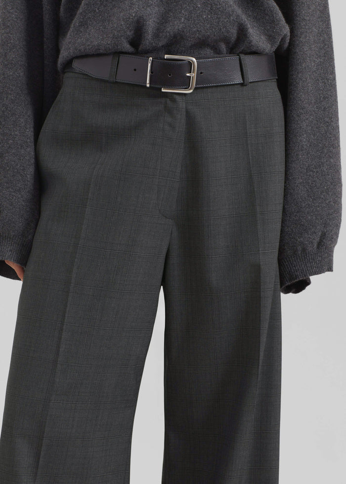 Brickell Plaid Trousers - Dark Grey