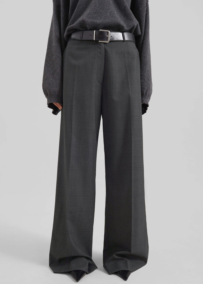 Brickell Plaid Trousers - Dark Grey