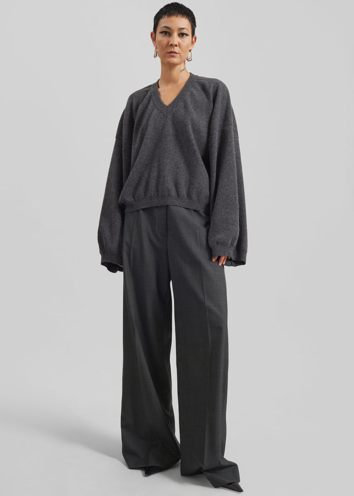 Brickell Plaid Trousers - Dark Grey