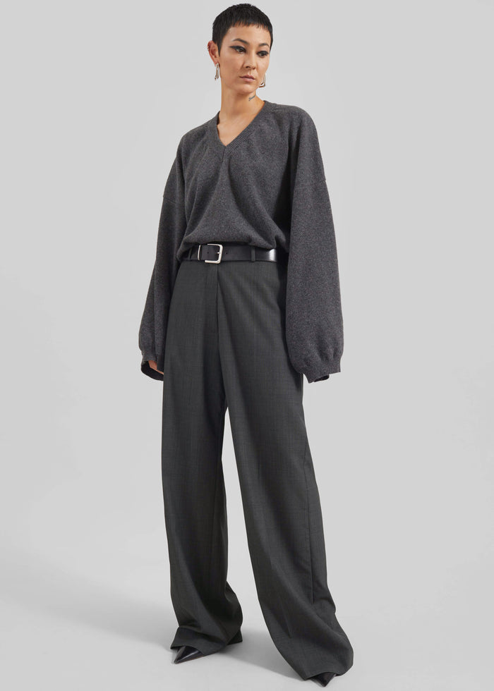 Brickell Plaid Trousers - Dark Grey