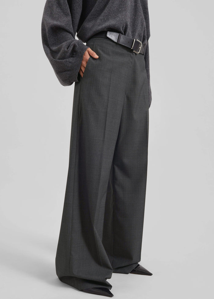 Brickell Plaid Trousers - Dark Grey