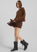 Brisbane Cropped Boxy Sweater - Brown