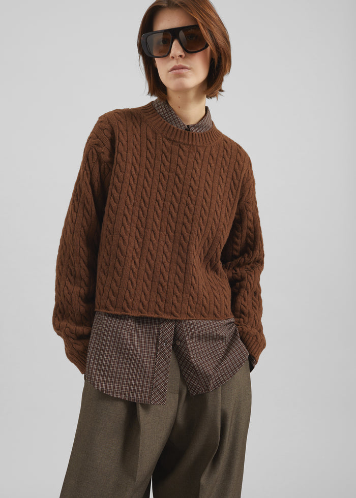 Brisbane Cropped Boxy Sweater - Brown
