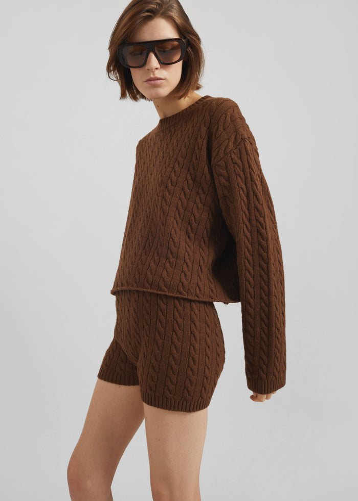 Brisbane Cropped Boxy Sweater - Brown