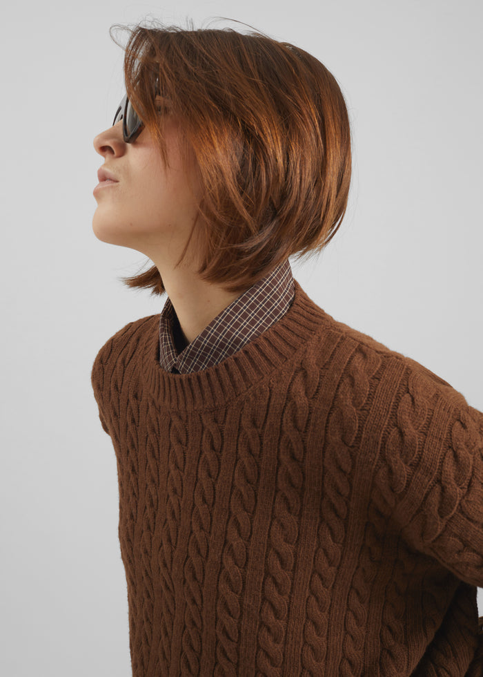 Brisbane Cropped Boxy Sweater - Brown