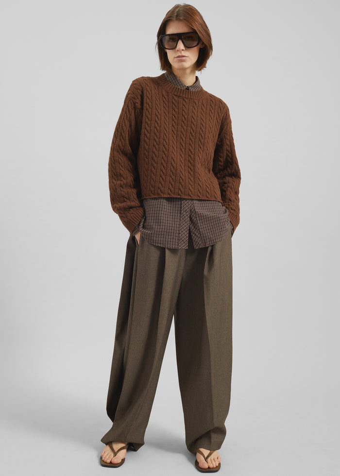 Brisbane Cropped Boxy Sweater - Brown