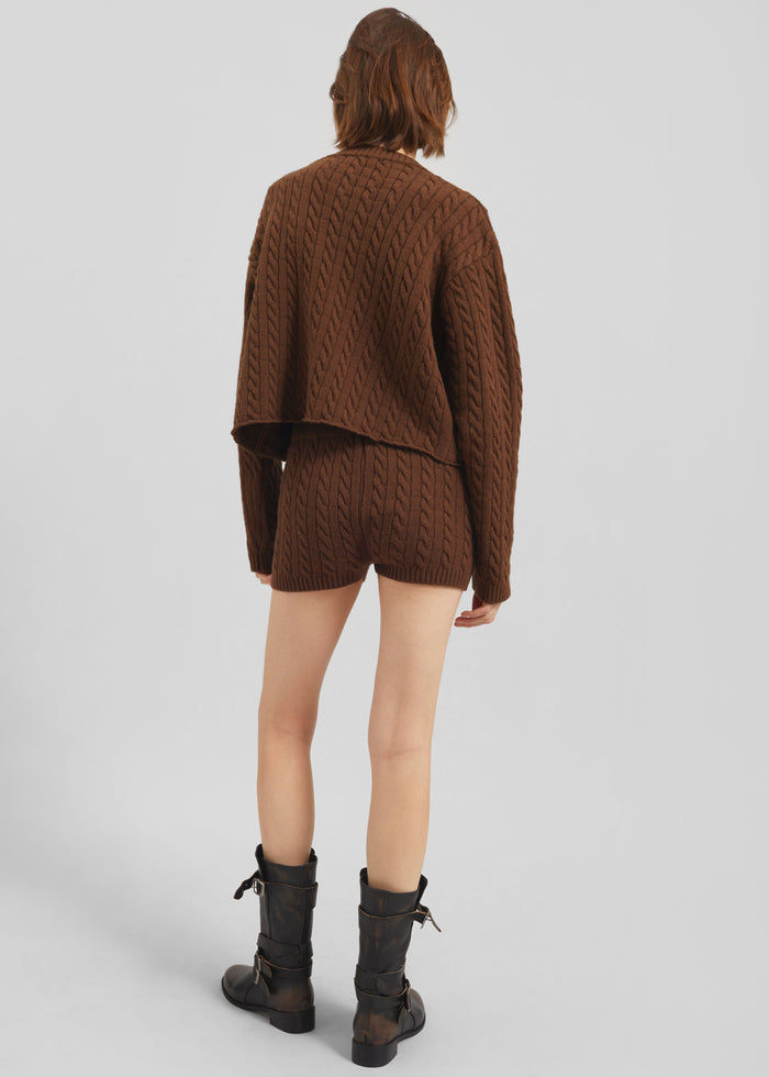 Brisbane Cropped Boxy Sweater - Brown