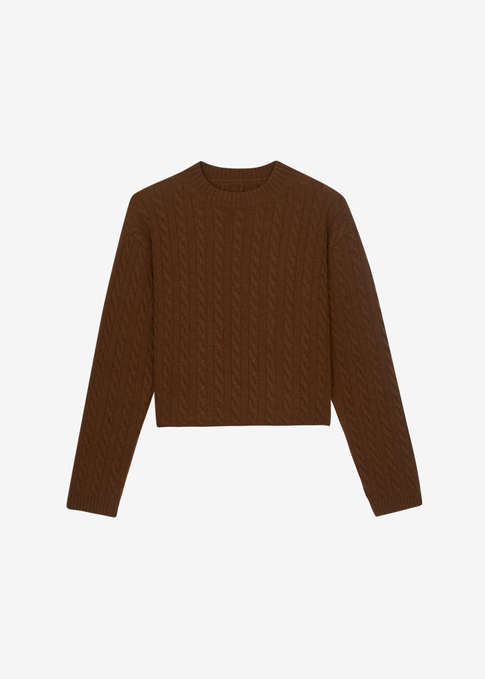 Brisbane Cropped Boxy Sweater - Brown