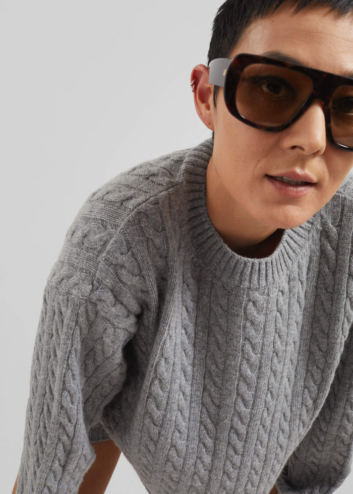 Brisbane Cropped Boxy Sweater - Grey