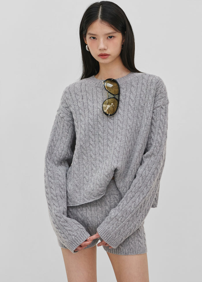 Brisbane Cropped Boxy Sweater - Grey