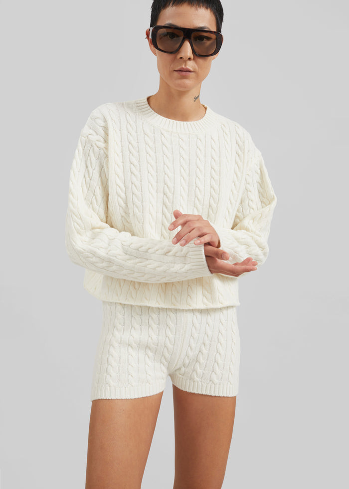 Brisbane Cropped Boxy Sweater - White