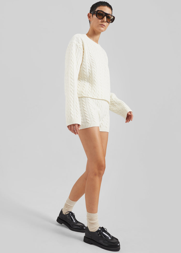 Brisbane Cropped Boxy Sweater - White