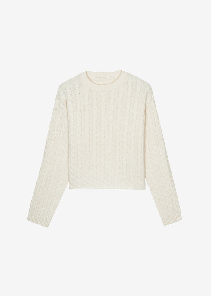 Brisbane Cropped Boxy Sweater - White