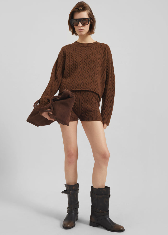 Brisbane Knit Mini Shorts - Brown