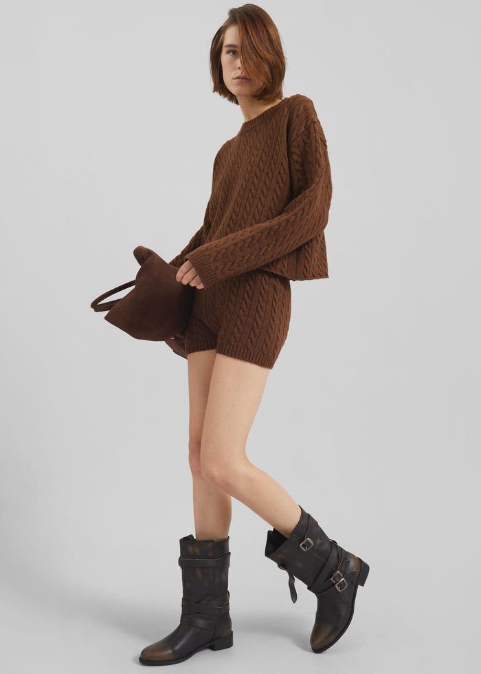 Brisbane Knit Mini Shorts - Brown