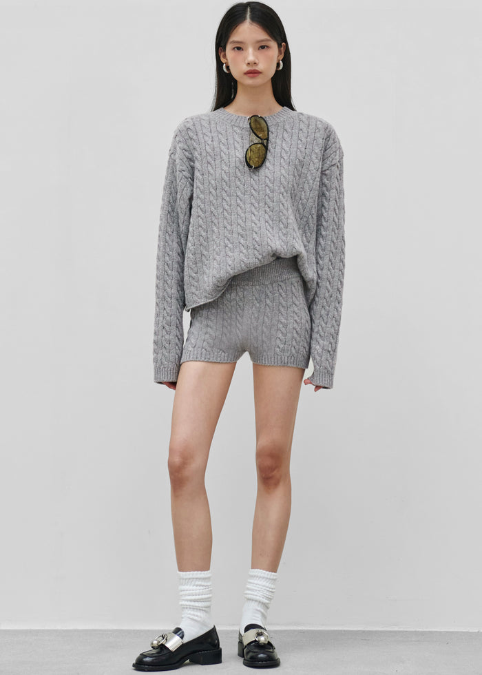 Brisbane Knit Mini Shorts - Grey