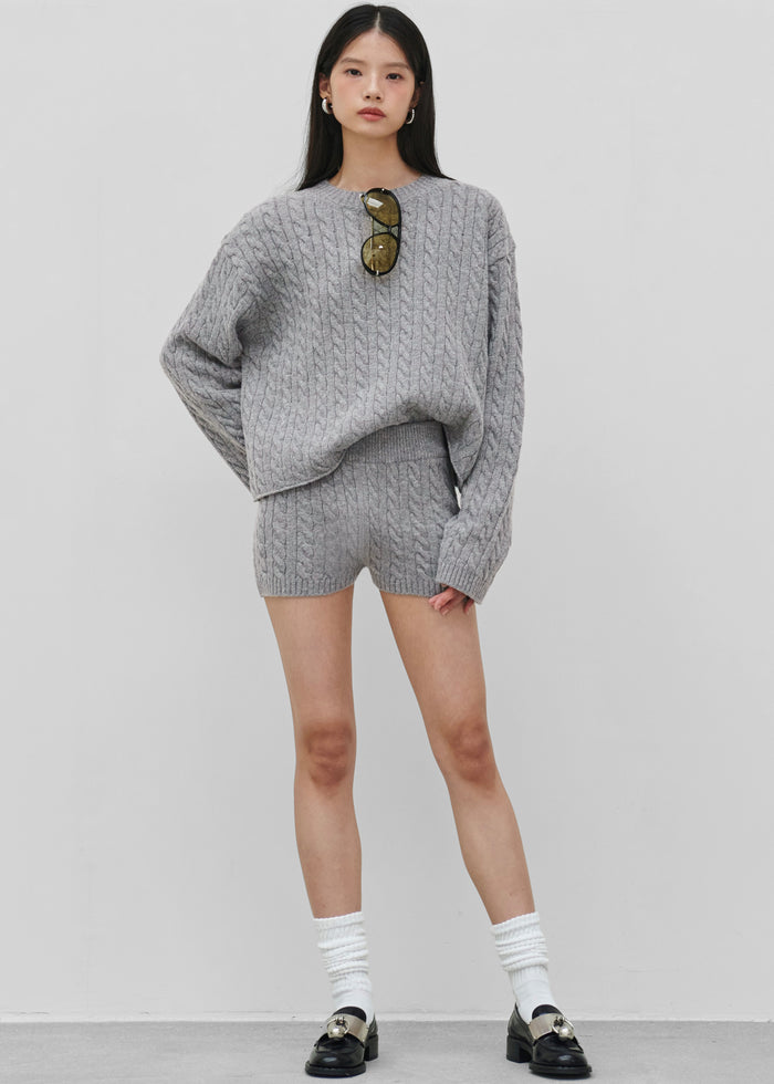 Brisbane Knit Mini Shorts - Grey