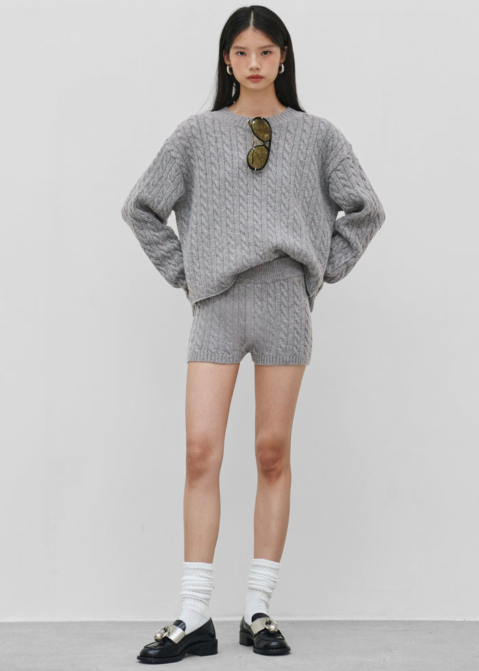 Brisbane Knit Mini Shorts - Grey
