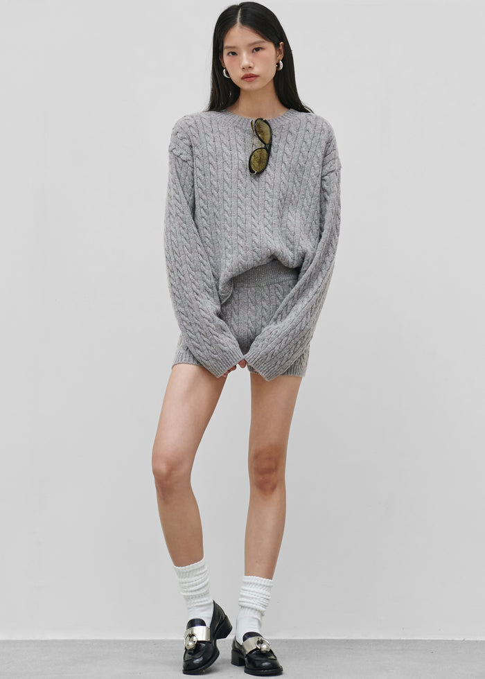 Brisbane Knit Mini Shorts - Grey