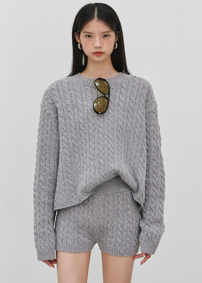 Brisbane Knit Mini Shorts - Grey