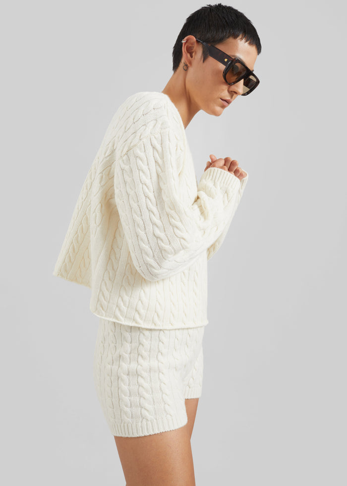 Brisbane Knit Mini Shorts - White