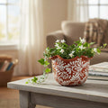Brown & White Talavera Planter | Handcrafted Wavy Rim Pot