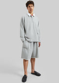 Bruino Contrast Collar Polo Sweatshirt - Light Grey