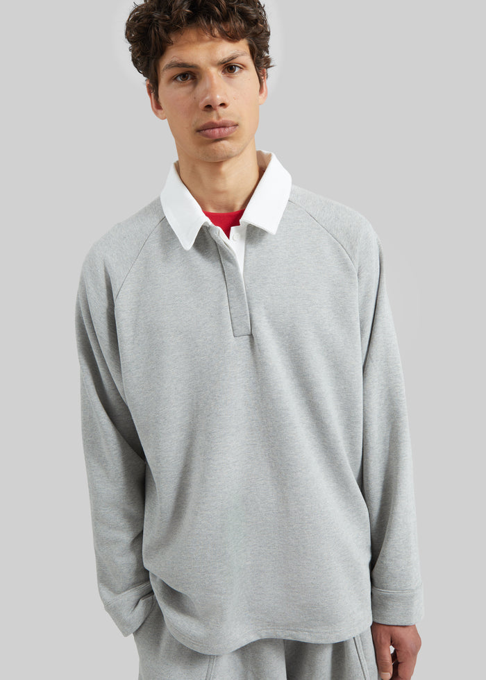 Bruino Contrast Collar Polo Sweatshirt - Light Grey