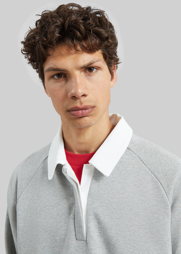 Bruino Contrast Collar Polo Sweatshirt - Light Grey