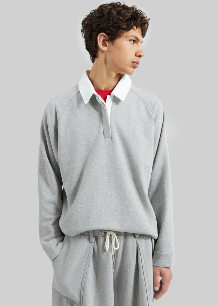 Bruino Contrast Collar Polo Sweatshirt - Light Grey