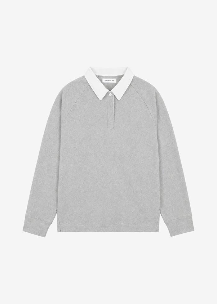 Bruino Contrast Collar Polo Sweatshirt - Light Grey