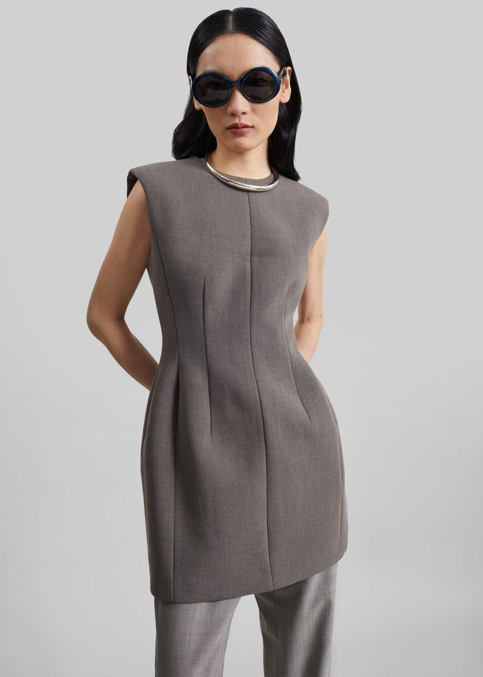 Bryn Cinched Mini Dress - Taupe Melange