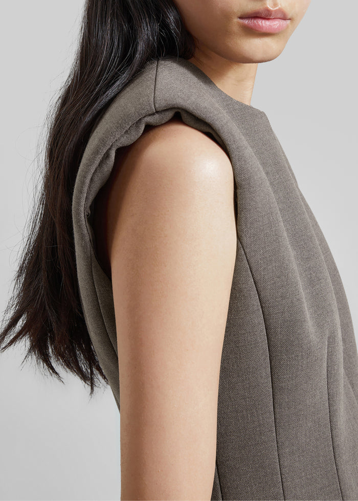 Bryn Cinched Mini Dress - Taupe Melange