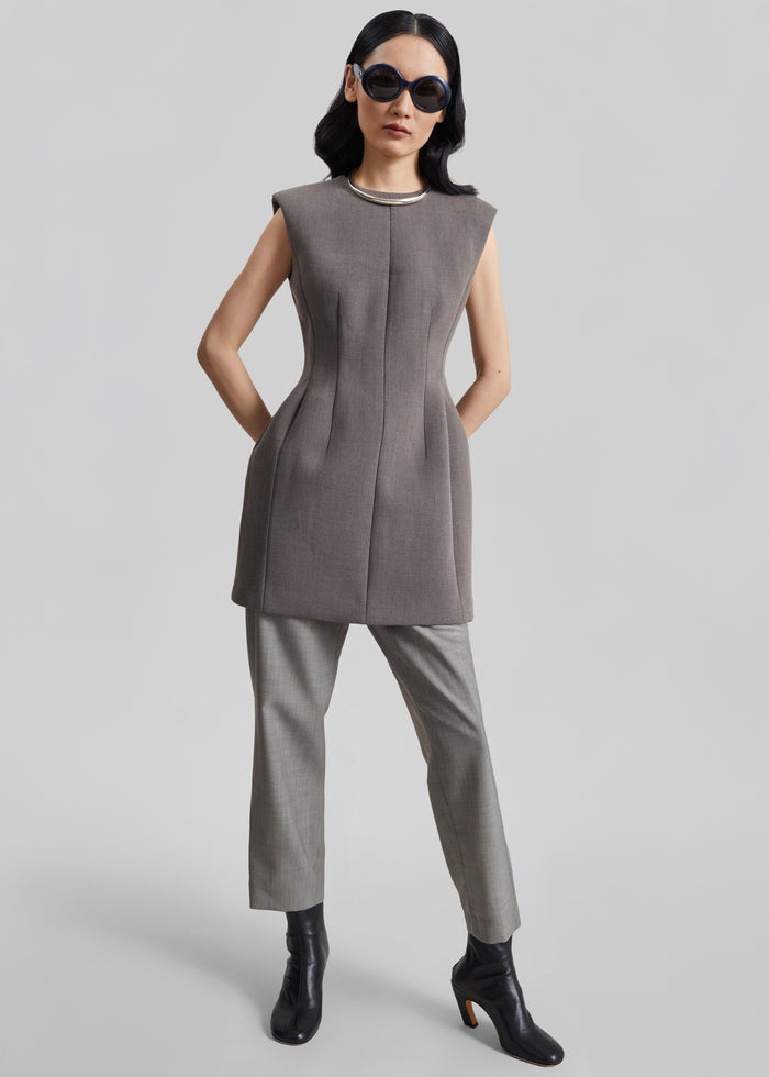 Bryn Cinched Mini Dress - Taupe Melange