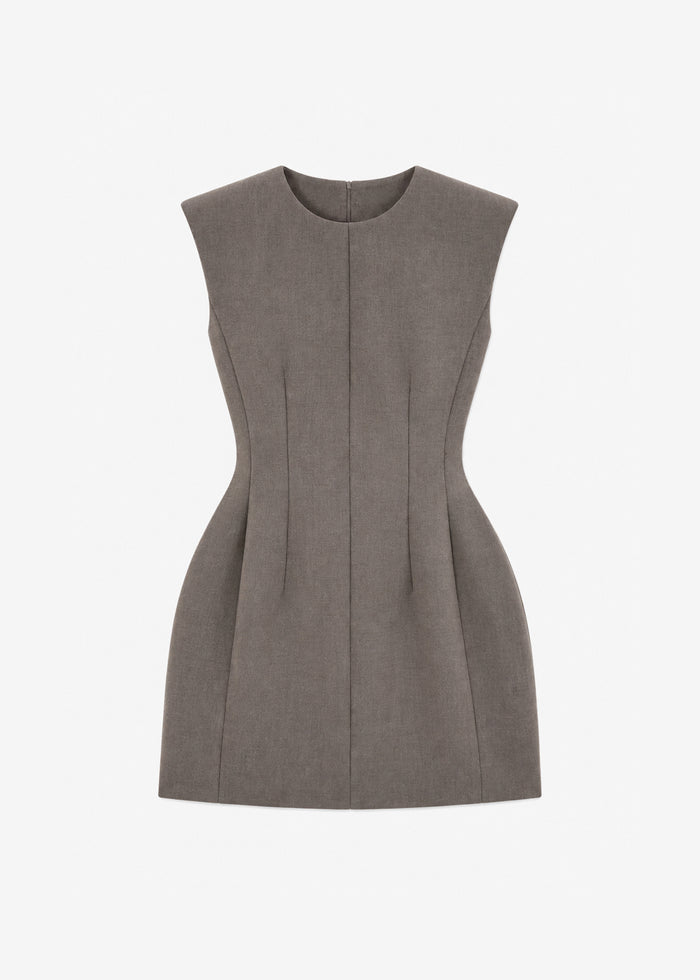 Bryn Cinched Mini Dress - Taupe Melange
