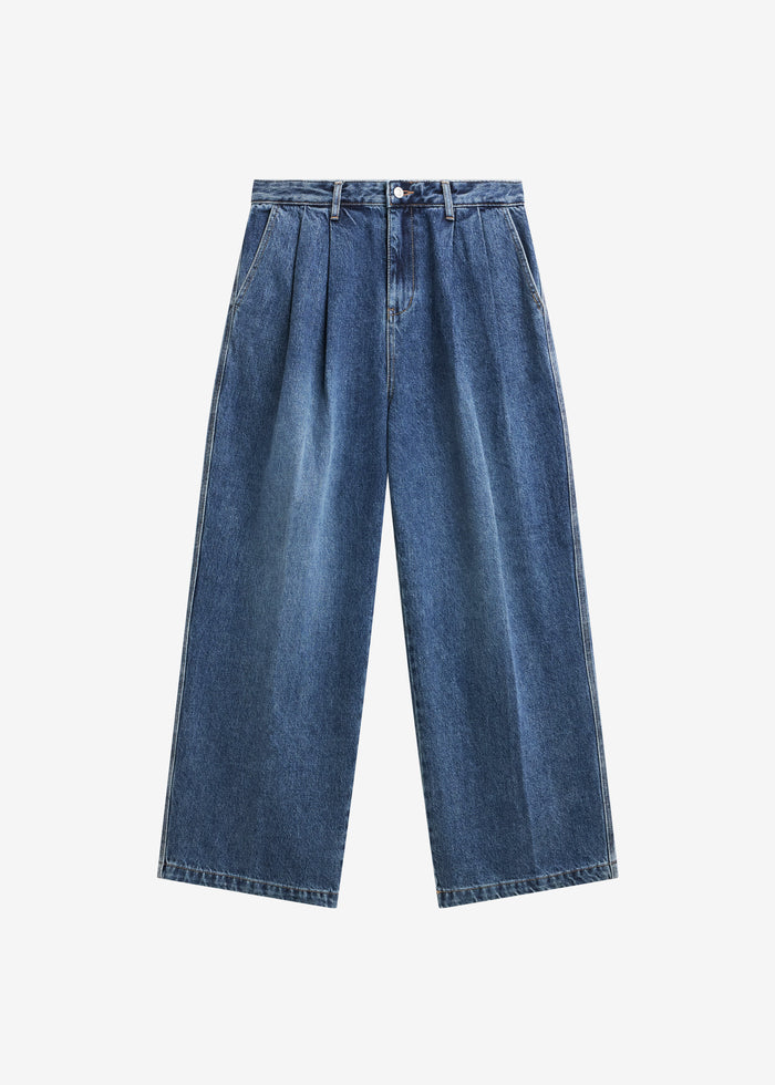 Buxton Pleated Wide Jeans - Medium Wash