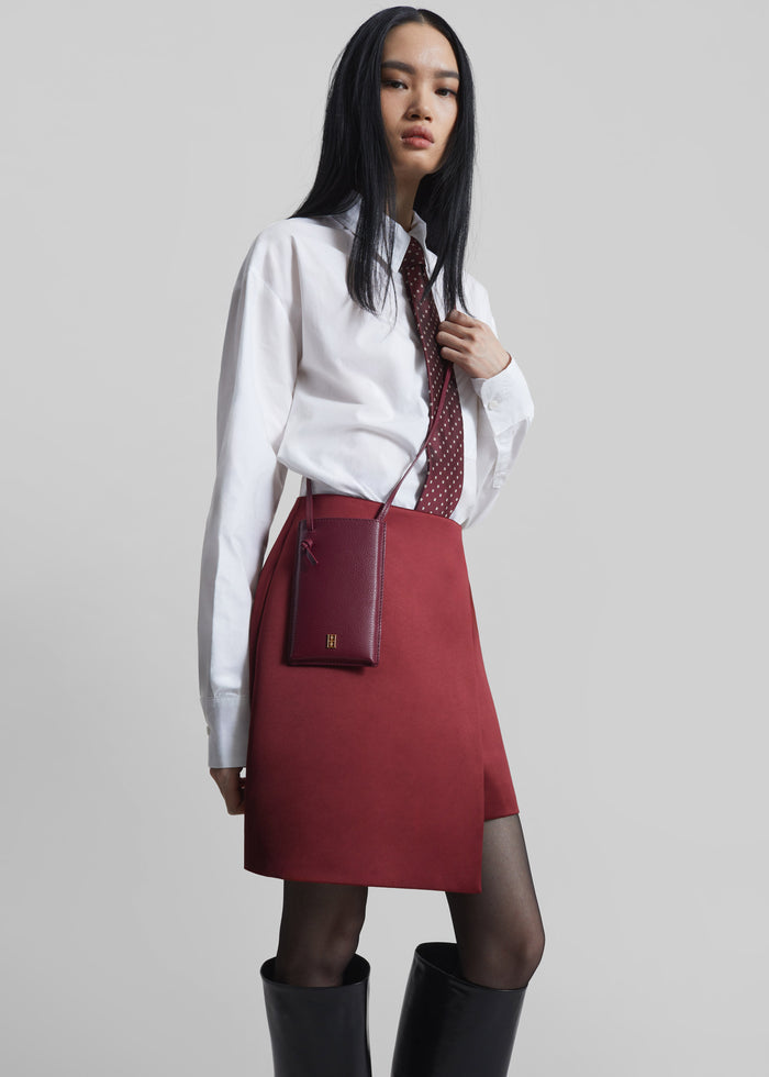 By Malene Birger Aya Phone Leather Pouch - Cabernet