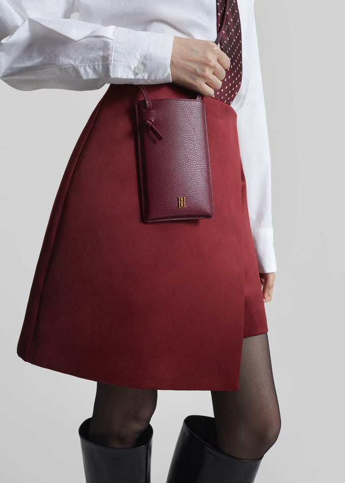 By Malene Birger Aya Phone Leather Pouch - Cabernet