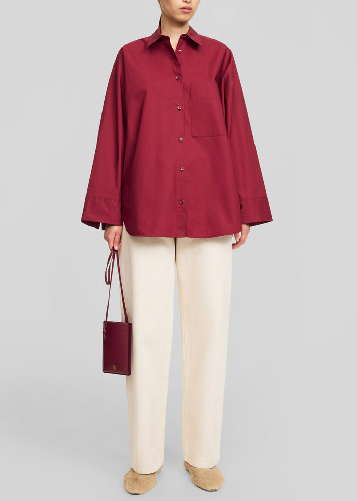 By Malene Birger Aya Phone Leather Pouch - Cabernet