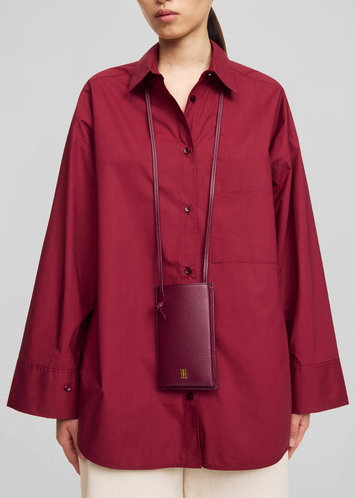 By Malene Birger Aya Phone Leather Pouch - Cabernet