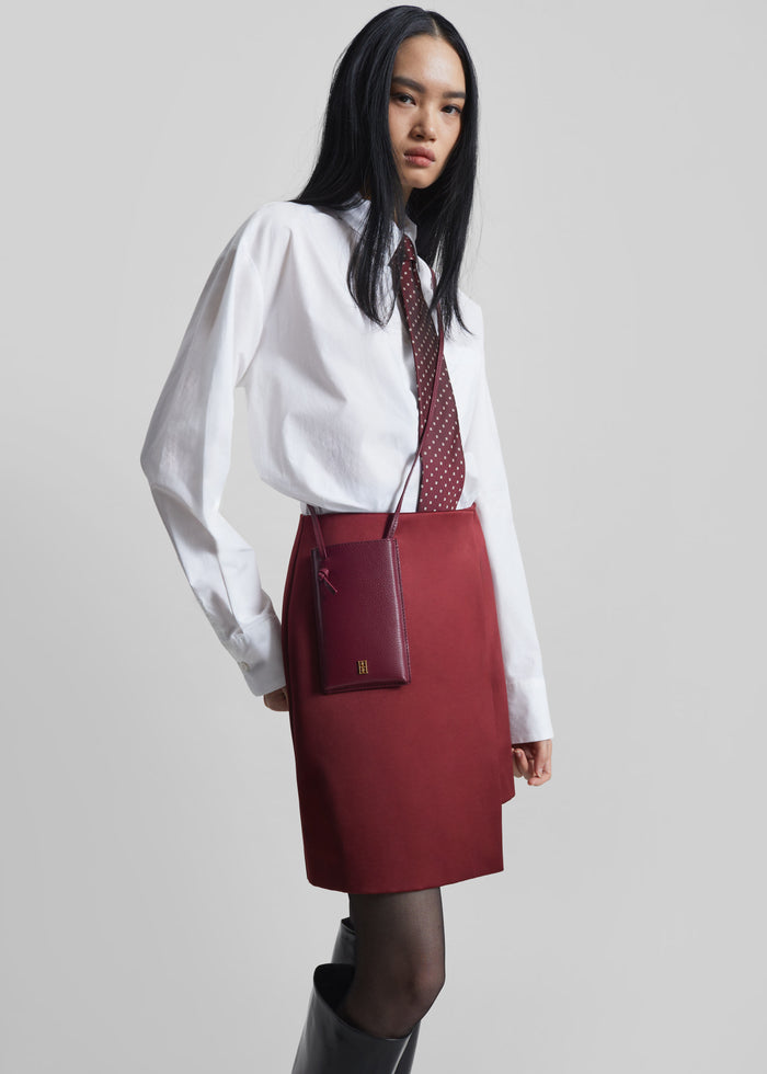 By Malene Birger Aya Phone Leather Pouch - Cabernet