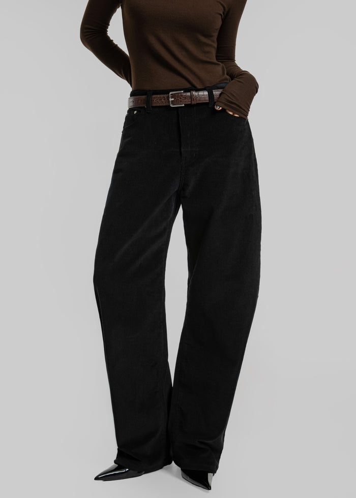 Caistor Corduroy Barrel Leg Pants - Black